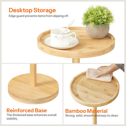 HOOBRO Bamboo Round Side Table & Coffee Martini Table