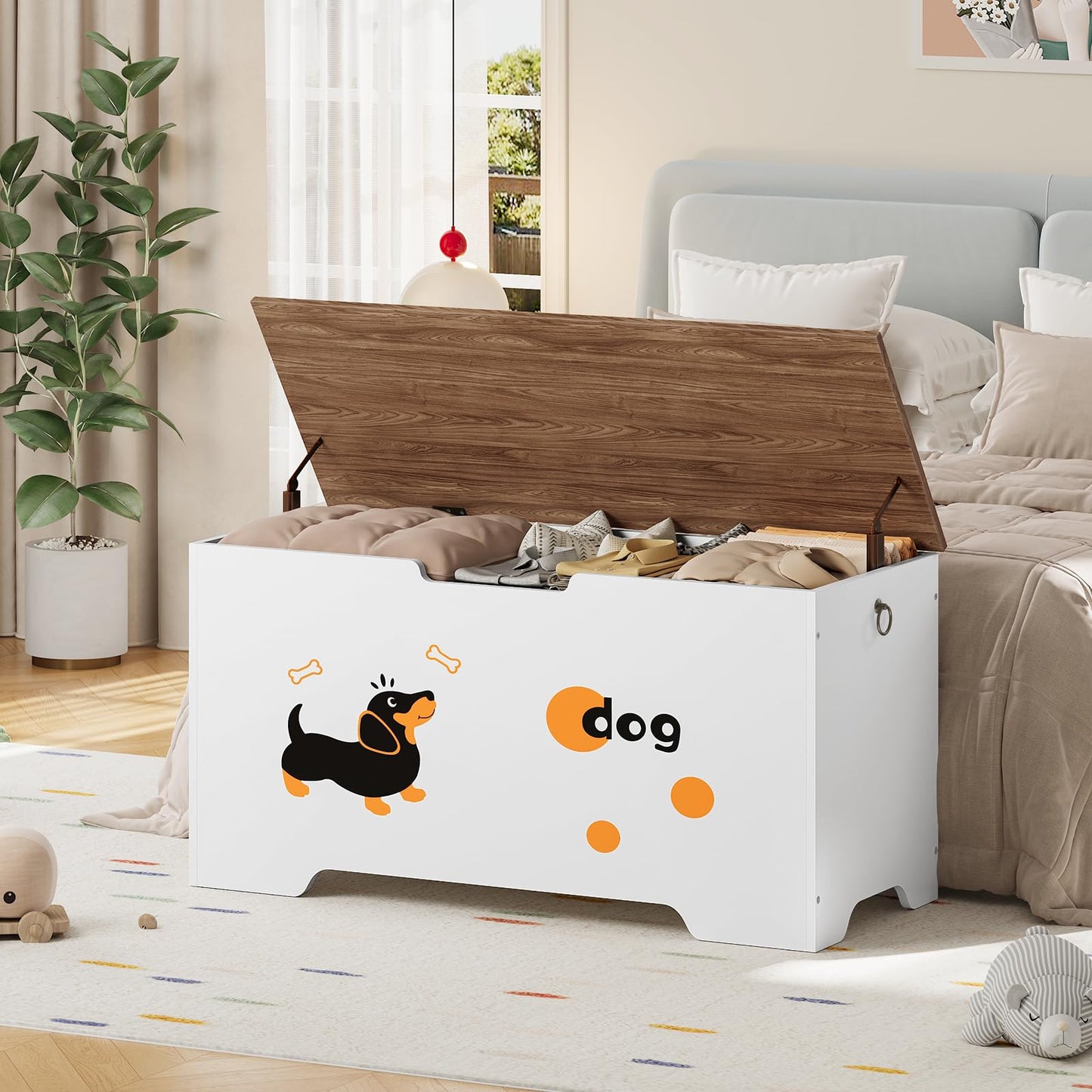 HOOBRO 39.4-inch Wood Toy Box & Storage Bench