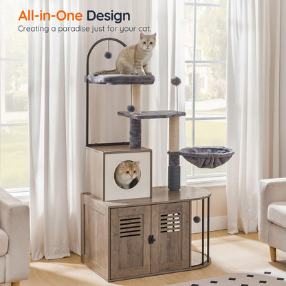 HOOBRO Arched Cat Tree with Hidden Litter Box & Sisal Posts