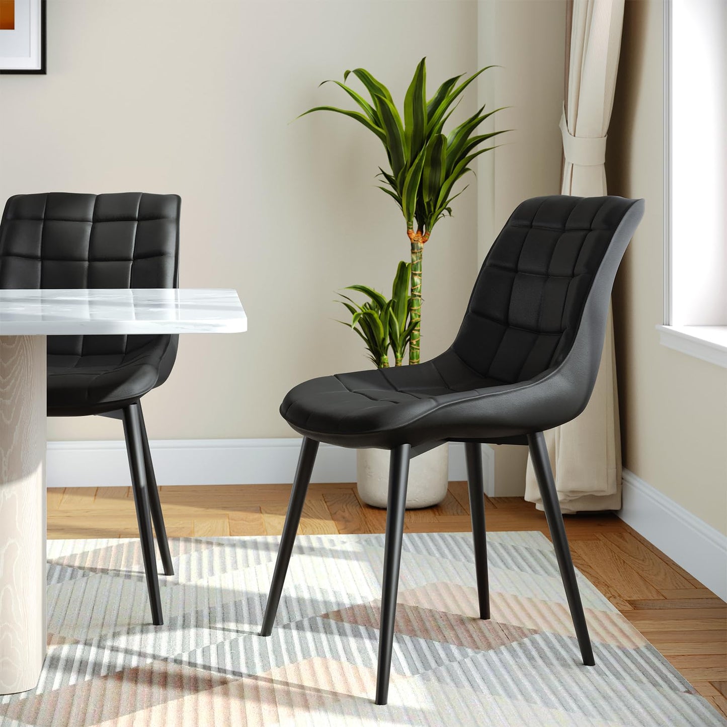 HOOBRO Modern Faux Leather Upholstered Dining Chair /2PICS