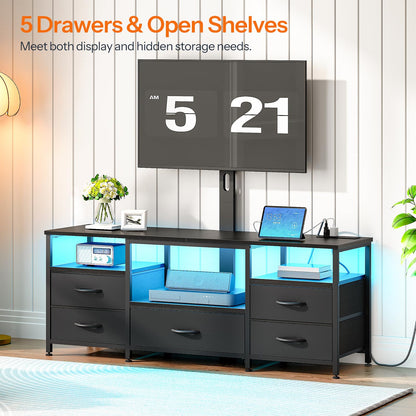 HOOBRO Swivel TV Stand with Mount & Power Outlet for 65" TVs