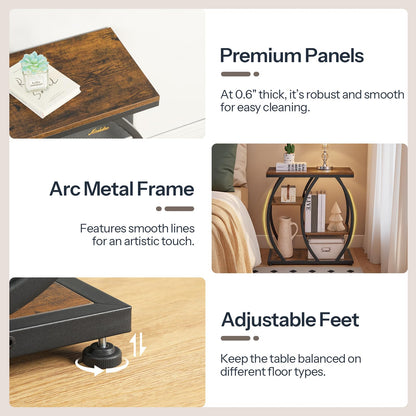 HOOBRO 4-Tier Industrial End Table & Nightstand with Storage Shelves