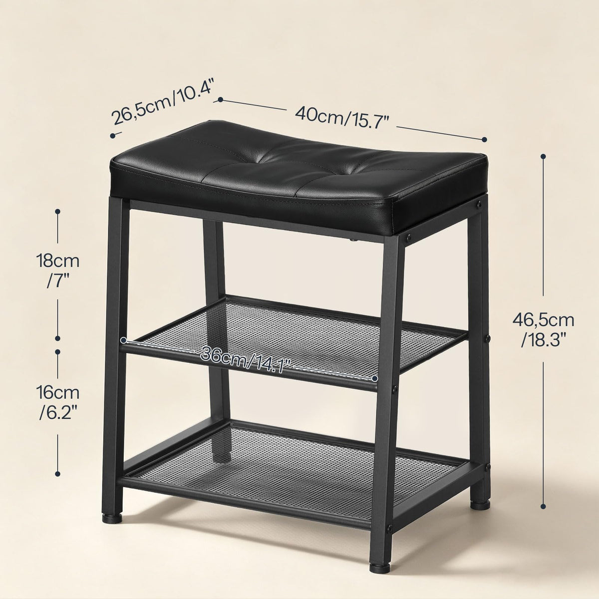 HOOBRO Shoe Bench with 2-Tier Storage Rack, Shoe Storage Bench, Black