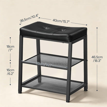 HOOBRO Shoe Bench with 2-Tier Storage Rack, Shoe Storage Bench, Black