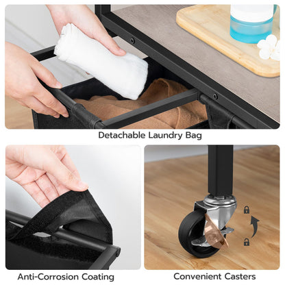 HOOBRO 3 × 11.5 Gal (43.4L) 3 Section Laundry Sorter with Wheels