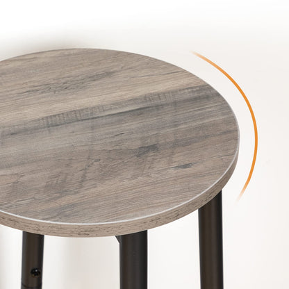 HOOBRO Greige Round Bar Stools with Footrests / 2PICS