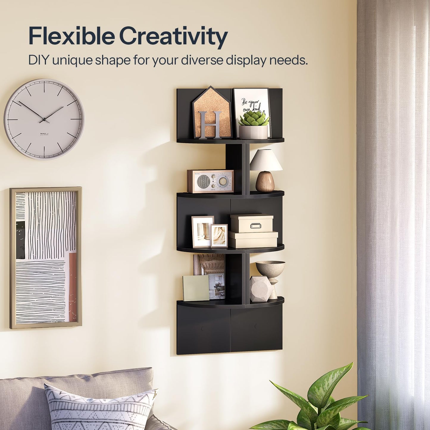 HOOBRO Black Four-Tier Wall-Mounted Corner Shelf /2PICS