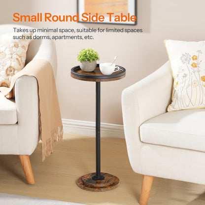 HOOBRO Retro Brown Small Round Coffee Side Table