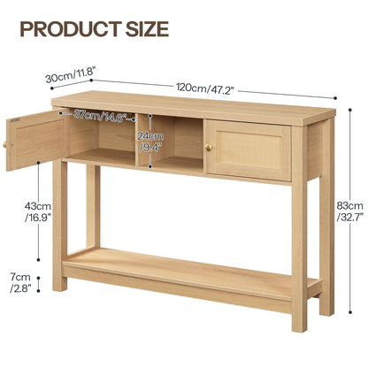 HOOBRO 47-inch Rattan Style Entryway  Console Table with Storage