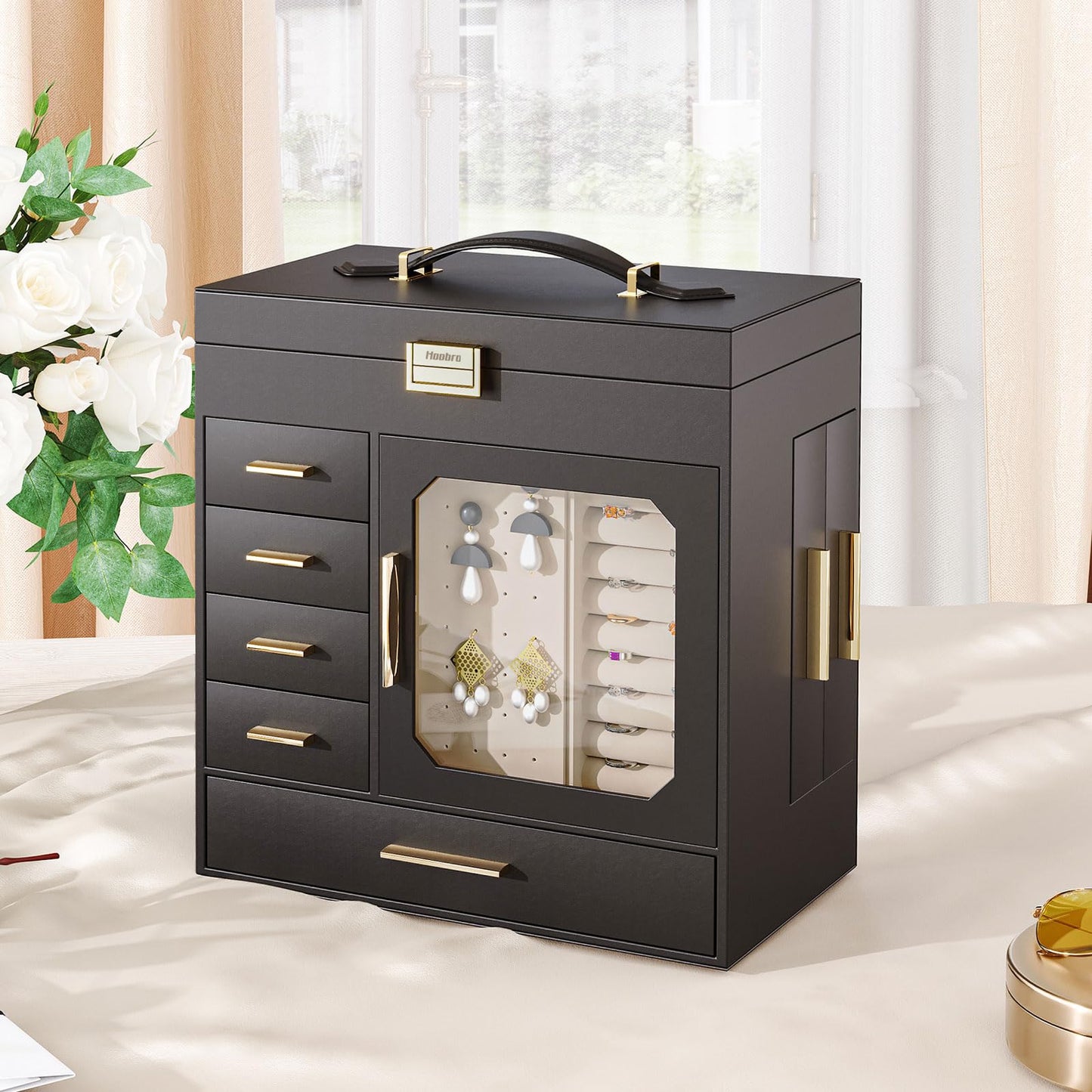 HOOBRO Jewelry Storage Box with Mirror
