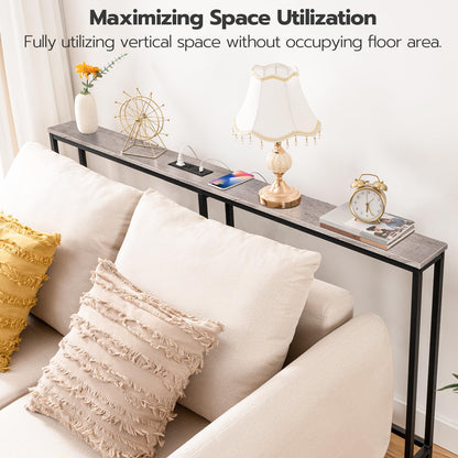 HOOBRO 63-inch Narrow Console Table with Charging Station