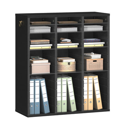 HOOBRO 36-Compartment Wooden Document Organizer with Adjustable Shelves