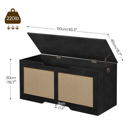 HOOBRO 43.3-inch Rattan Style Storage Bench & Toy Box