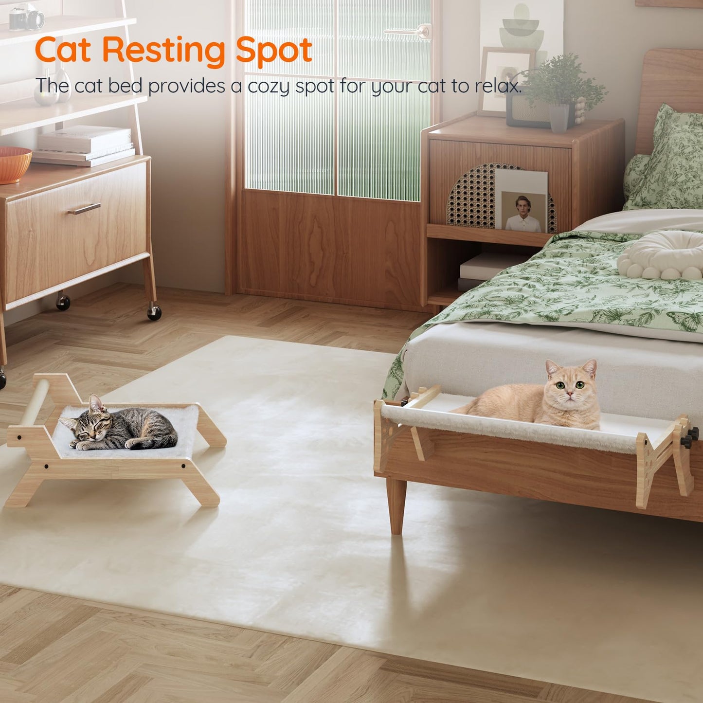 HOOBRO Cat Window Perch & Cat Bed Set of 2 for Window & Floor