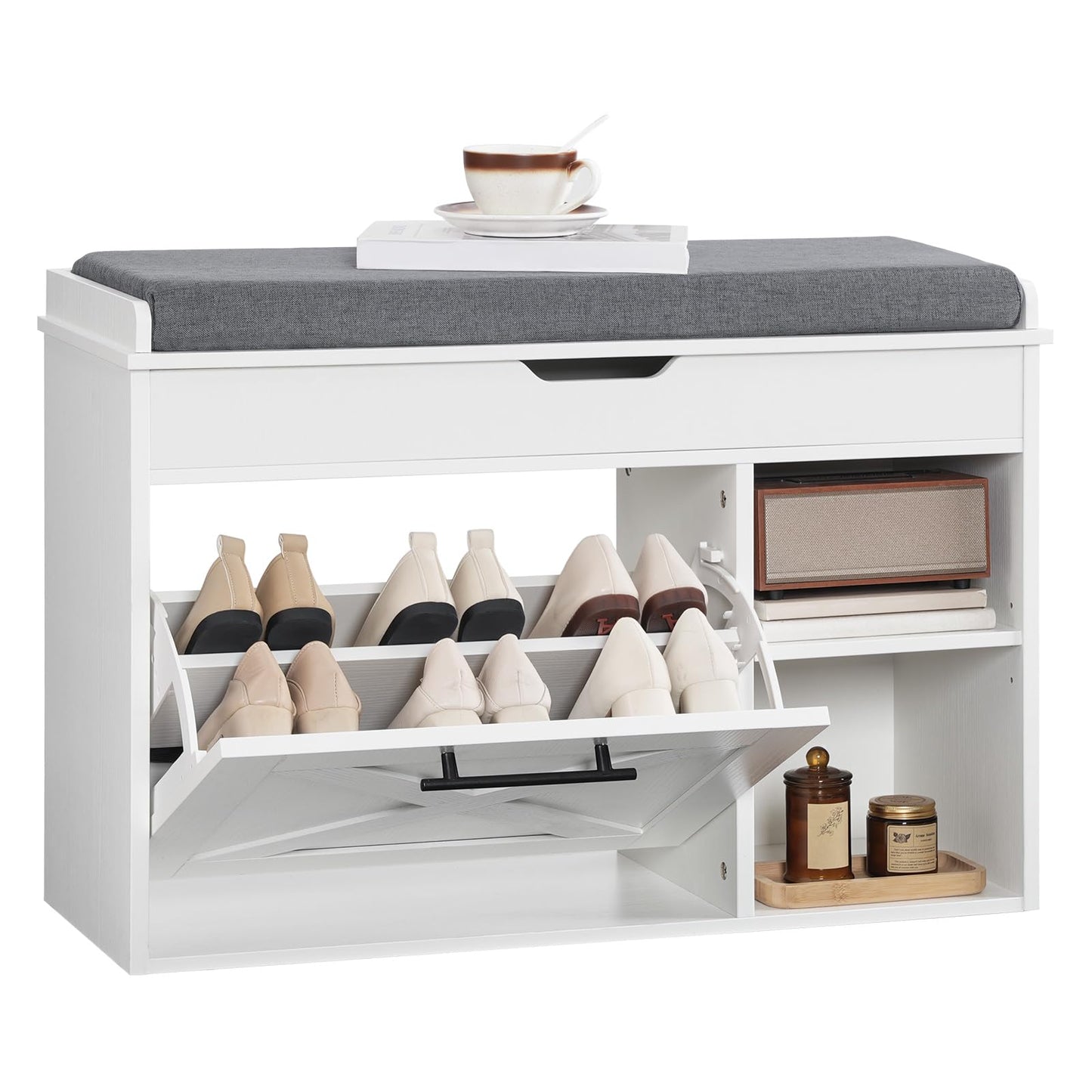 HOOBRO 31.5-inch L Shoe Storage Bench with Flip Drawer