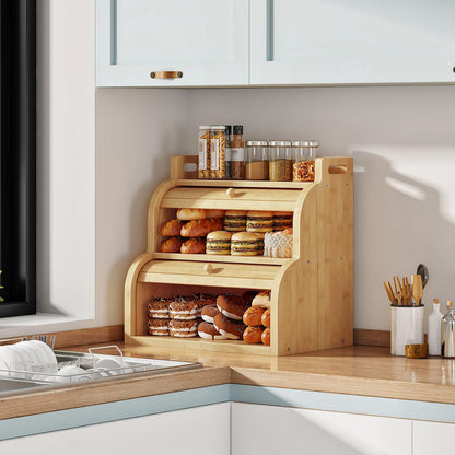 HOOBRO Bamboo Bread Box for Kitchen Countertop