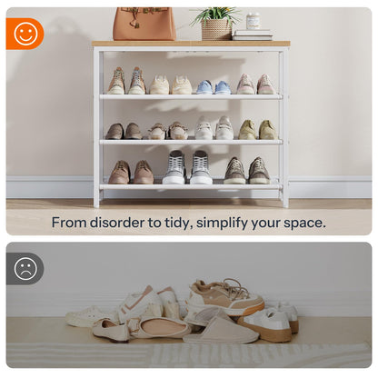 HOOBRO 4-Tier Small  Shoe Rack & Shoe Storage Organizer with PU Shelves
