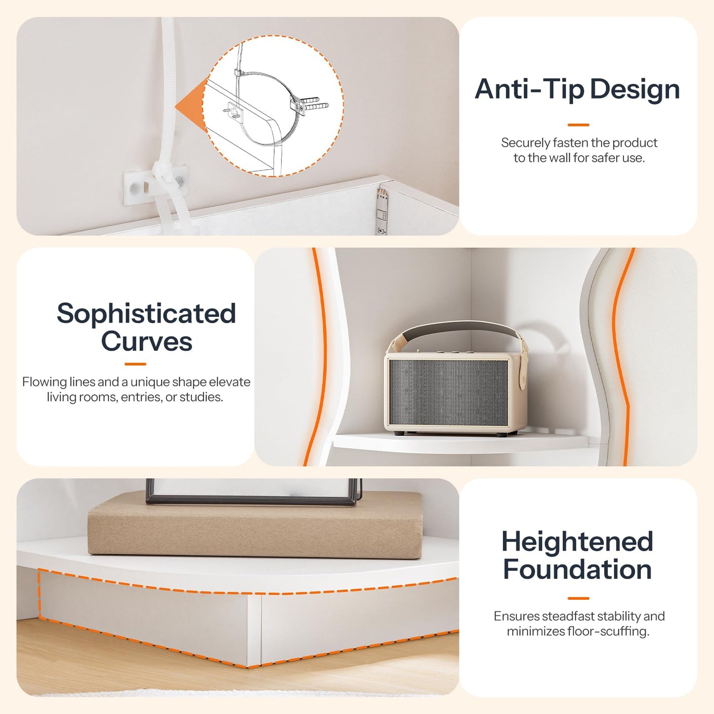 HOOBRO 5-Tier Modern Bookshelf & Corner Shelf with Light