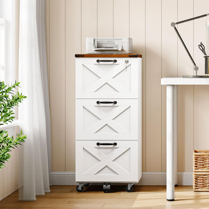 HOOBRO Wooden 3 Drawer Farmhouse File Cabinet for A4/Letter-Size