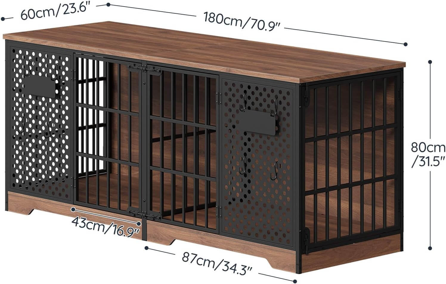 71-Inch Double Dog Crate Furniture with Divider | HOOBRO – HOOBRO US