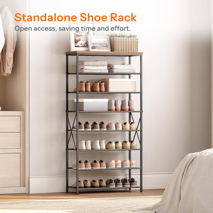 HOOBRO 8-Tier Metal Shoe Rack for Front Door Entrance