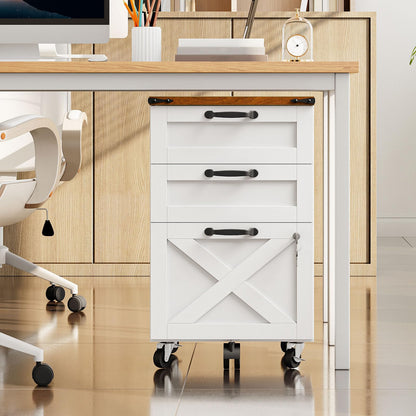 HOOBRO 3 Drawer Mobile Farmhouse File Cabinet for A4/Letter Size