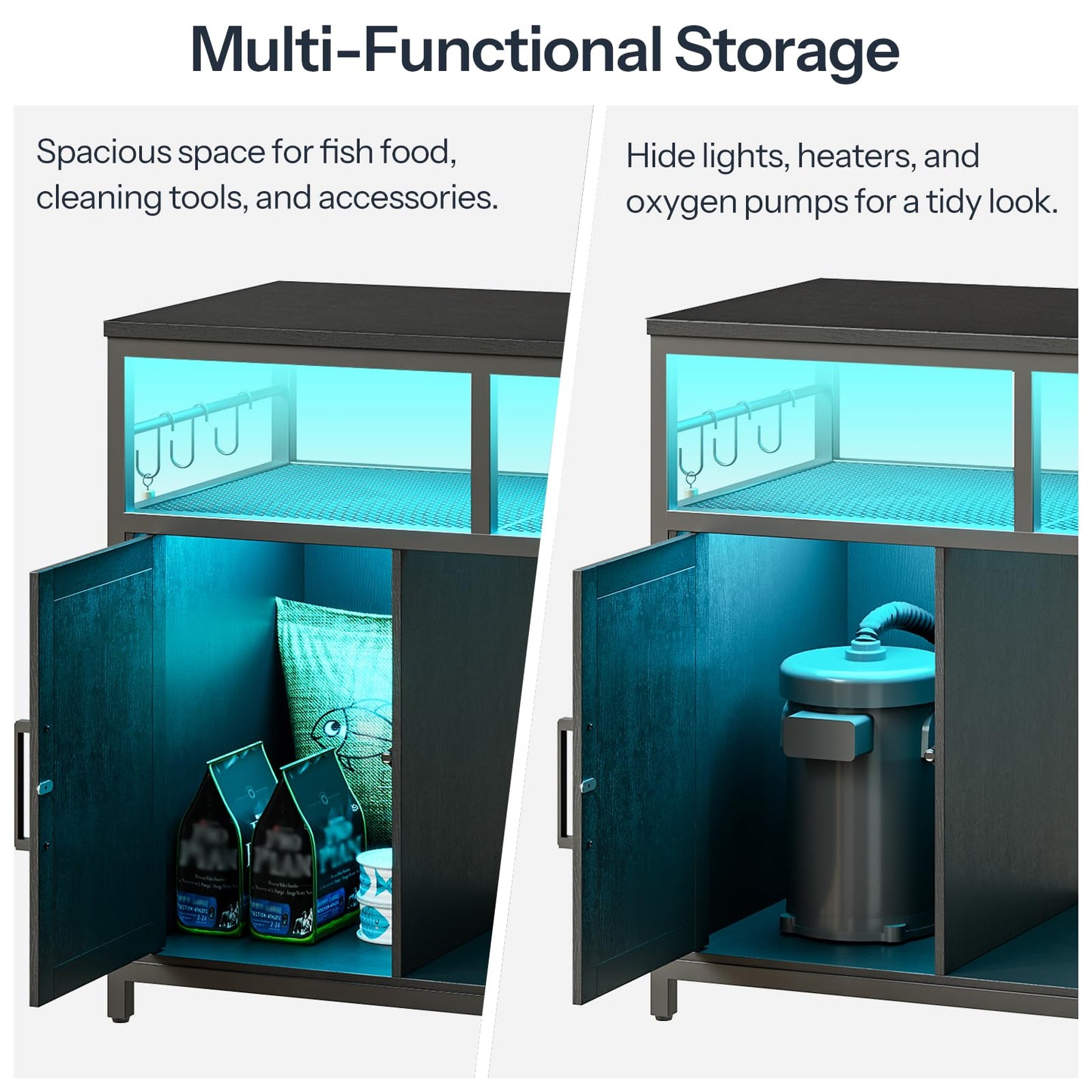 HOOBRO 40-50 Gallon Fish Tank Stand with Power Outlet & LED Light