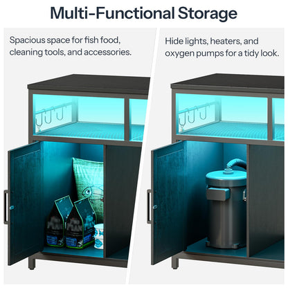 HOOBRO 40-50 Gallon Fish Tank Stand with Power Outlet & LED Light