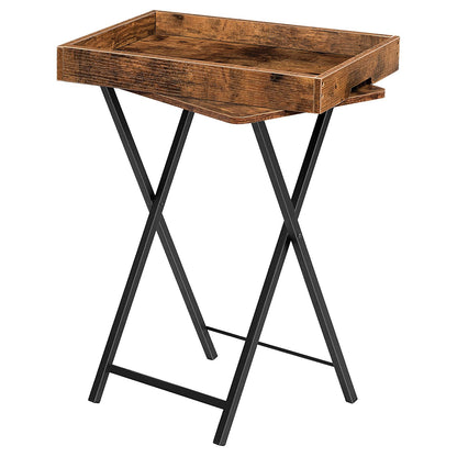 HOOBRO Retro Brown TV Tray Table with Detachable Tray