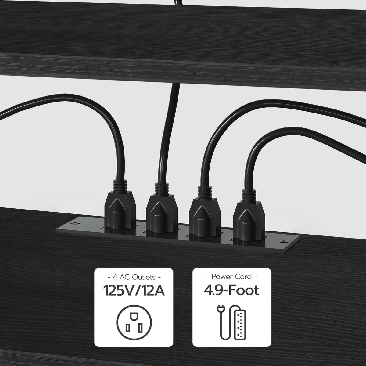 HOOBRO TV Stand with Power Outlets to 75 Inches, TV Console Table with Open Storage Shelves Cabinet, Industrial Media Entertainment Center for Living Room Bedroom, Black BB60DS01