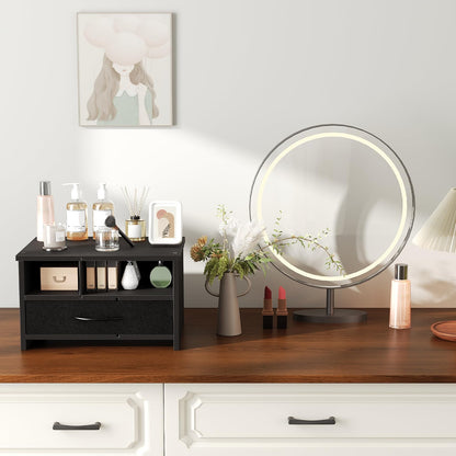 HOOBRO Black Wooden Desktop Printer Stand with Drawer