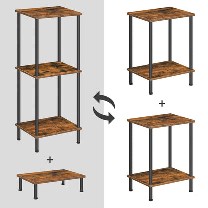 HOOBRO End Table, Small Side Table, Nightstand with 2-Layer Storage Shelves, Sofa Table for Small Spaces, Living Room, Bedroom, Stable Frame, Easy Assembly, Rustic Brown BF09BZ01