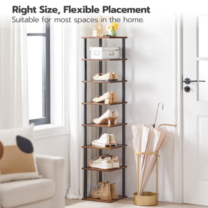 HOOBRO Retro Brown 8-Tier Standing Shoe Rack