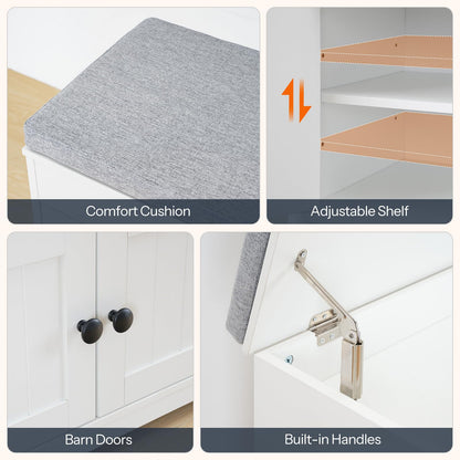 HOOBRO 39.4-inch Long 3-Tier Wooden Shoe Storage Entryway Bench