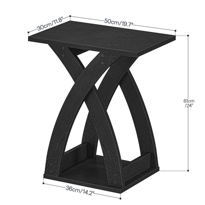 HOOBRO X-Design Narrow End Table with Storage Shelf for Small Space