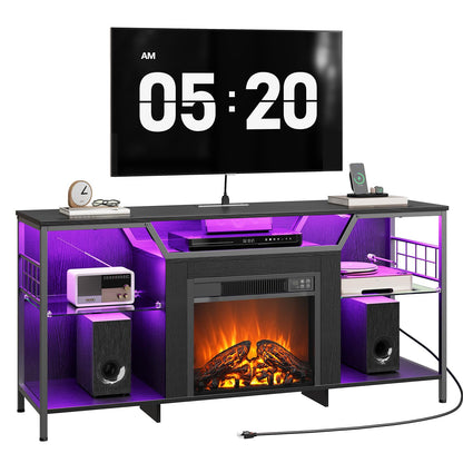 HOOBRO Fireplace TV Stand with LED Lights for TVs up to 65 Inch