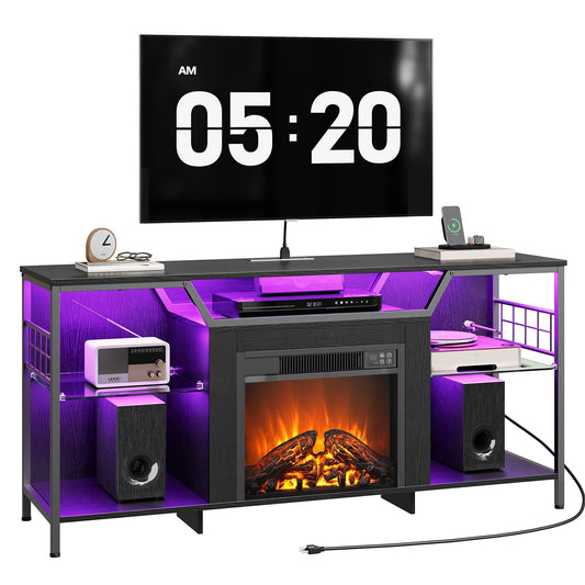 HOOBRO Fireplace TV Stand with LED Lights for TVs up to 65 Inch