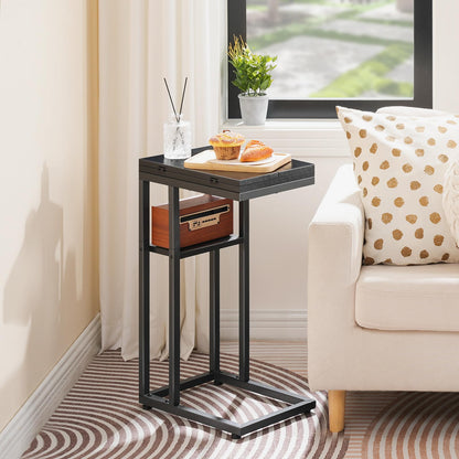 HOOBRO Metal Foldable Luggage Stand with C-Shaped Side Table