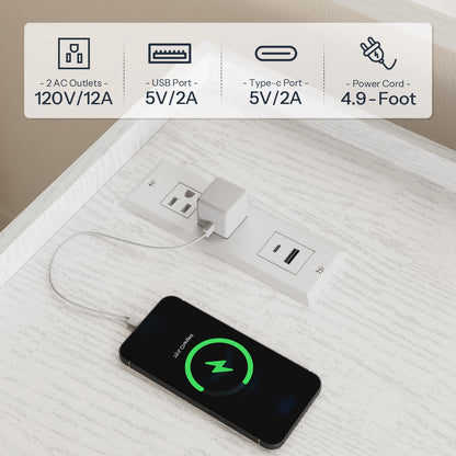 HOOBRO Wooden Lateral File Cabinet with Charging Station