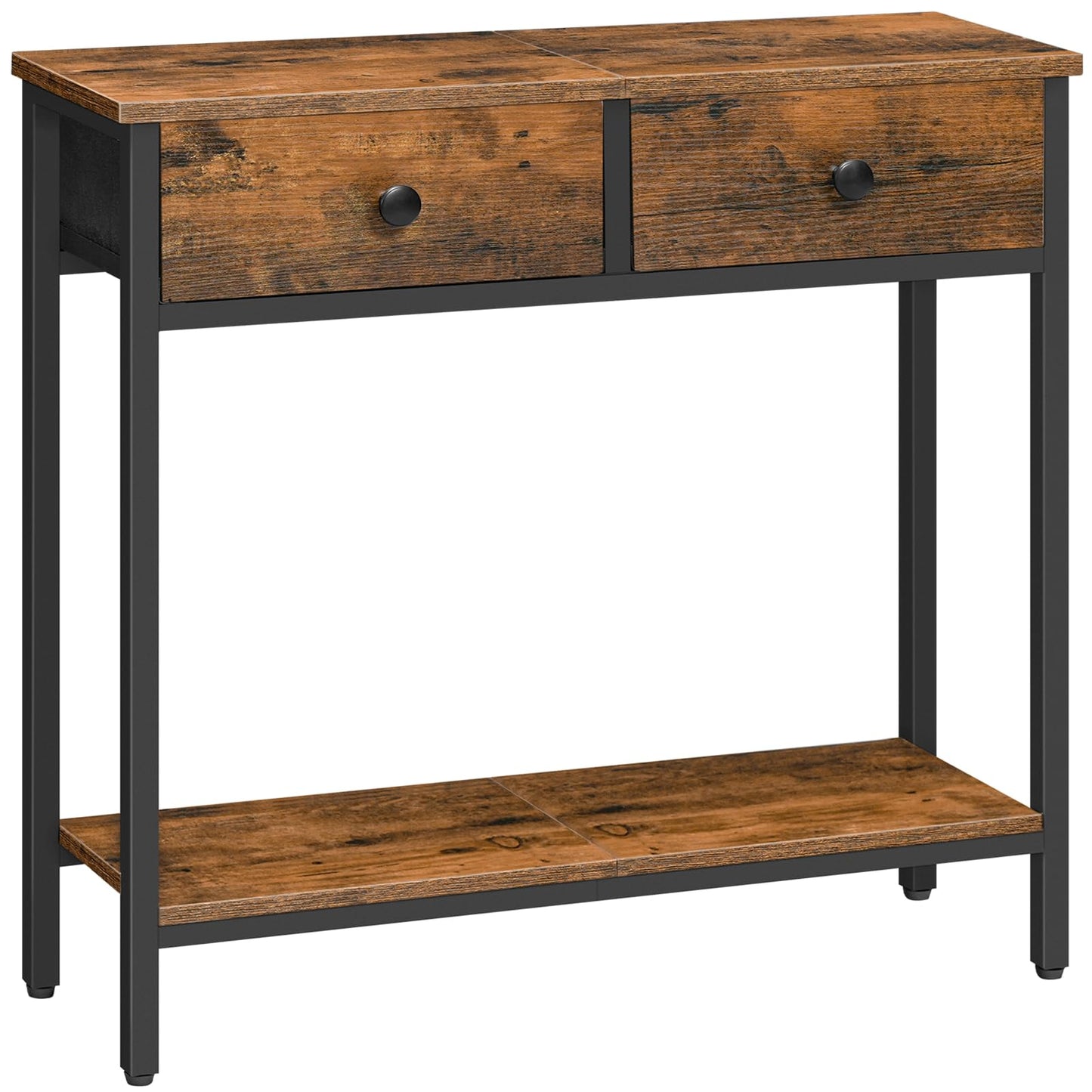 HOOBRO Retro Brown 29.5-inch Narrow Console Table with 2 Fabric Drawers