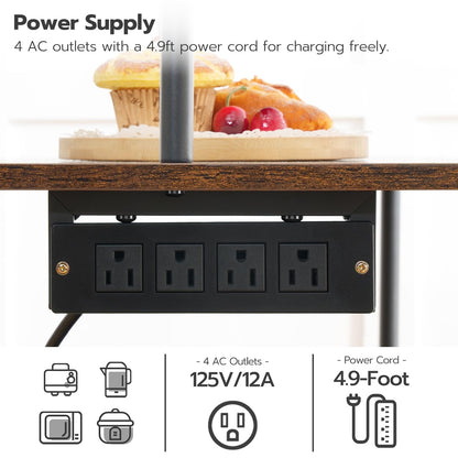 HOOBRO 5-Tier Kitchen Bakers Rack with Power Outlets