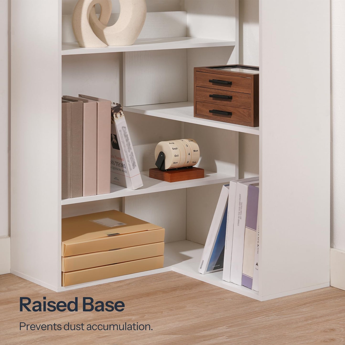 HOOBRO 9-tier Wooden L-Shaped Corner Bookshelf with Baffles