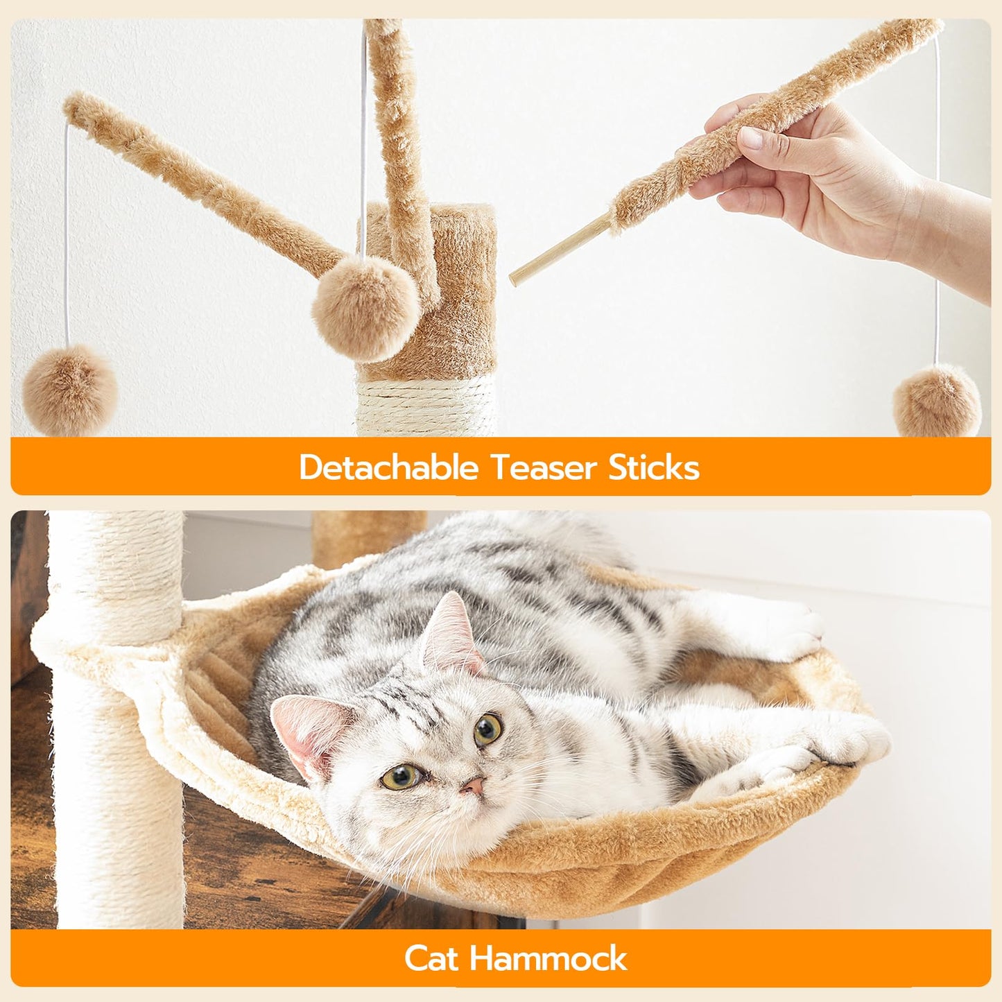 HOOBRO Wooden Cat Tree with Litter Box Enclosure