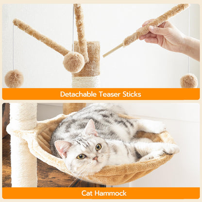 HOOBRO Wooden Cat Tree with Litter Box Enclosure