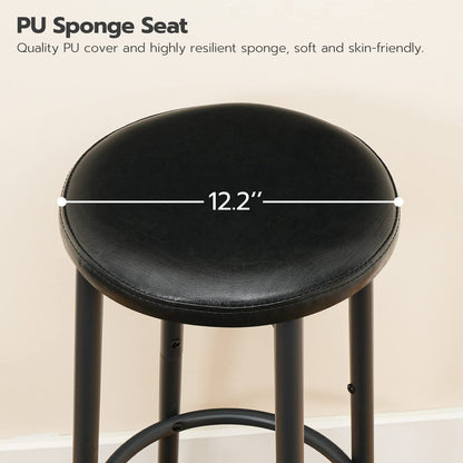 HOOBRO Black 25.6-inch PU Upholstered Bar Stool with Footrest /2PICS