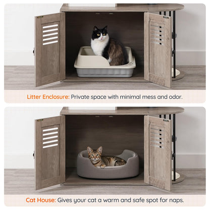 HOOBRO Arched Cat Tree with Hidden Litter Box & Sisal Posts