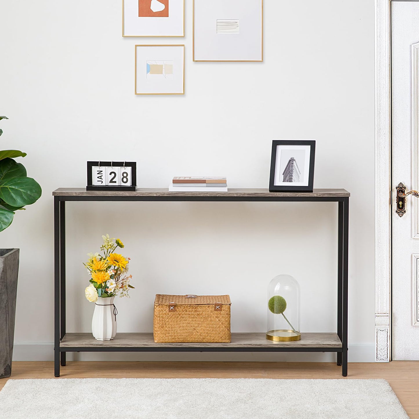 HOOBRO Narrow Console Table with Shelf for Entryway