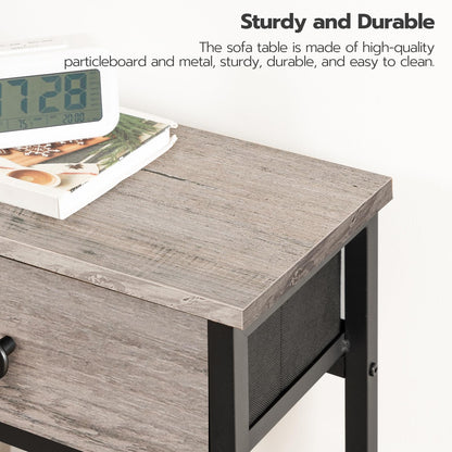 HOOBRO 29.5" Narrow Console Table with 2 Fabric Drawers, Entryway Table