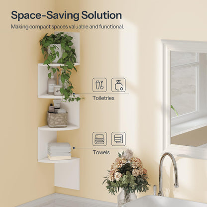 HOOBRO White Four-Tier Wall-Mounted Corner Shelf /2PICS