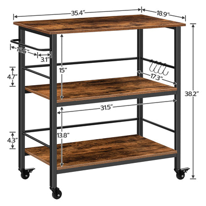 HOOBRO 3-Tier Kitchen Island with Storage
